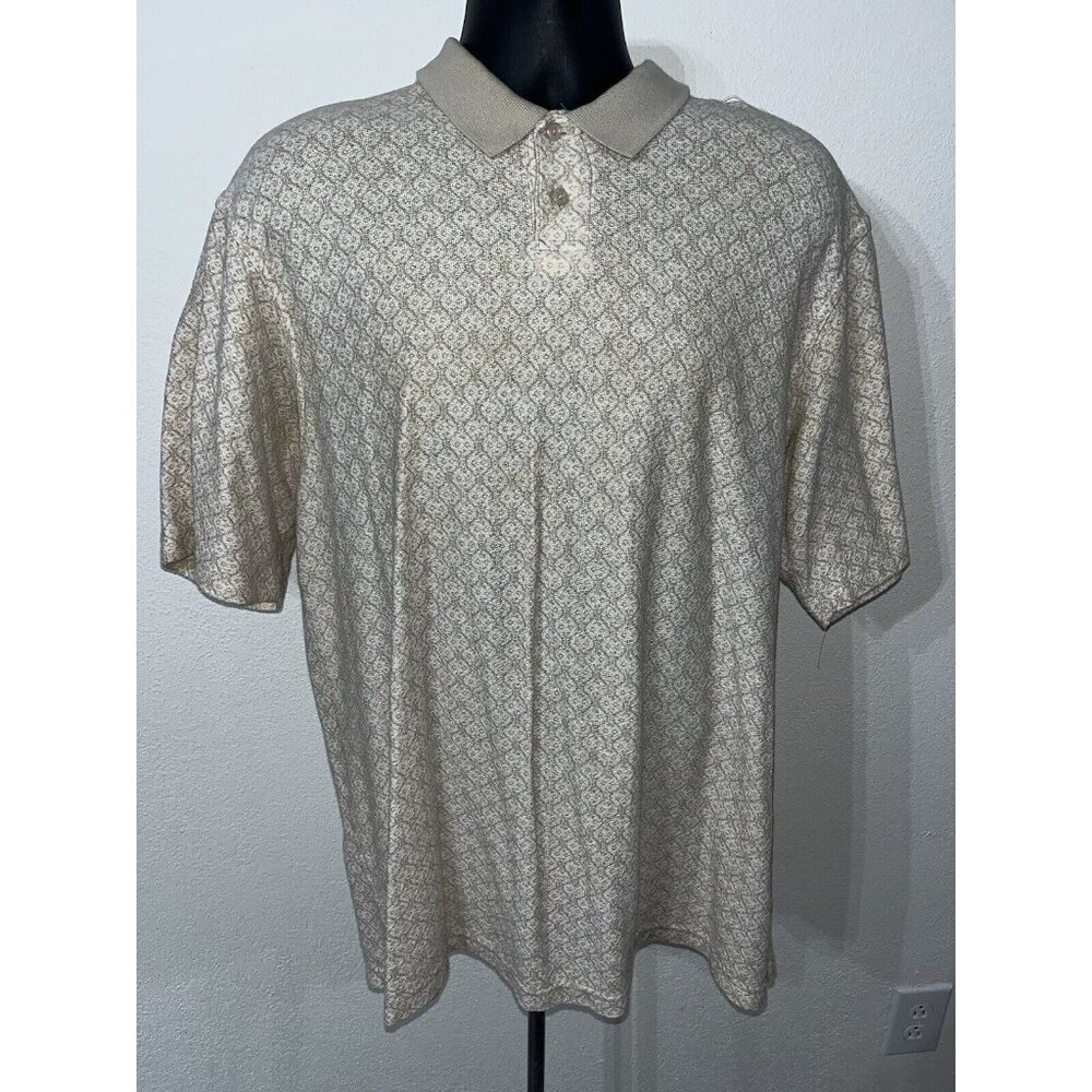 Fieldmaster Men's Golf polo Shirt Large Short Sleeve Cotton Linen Knit